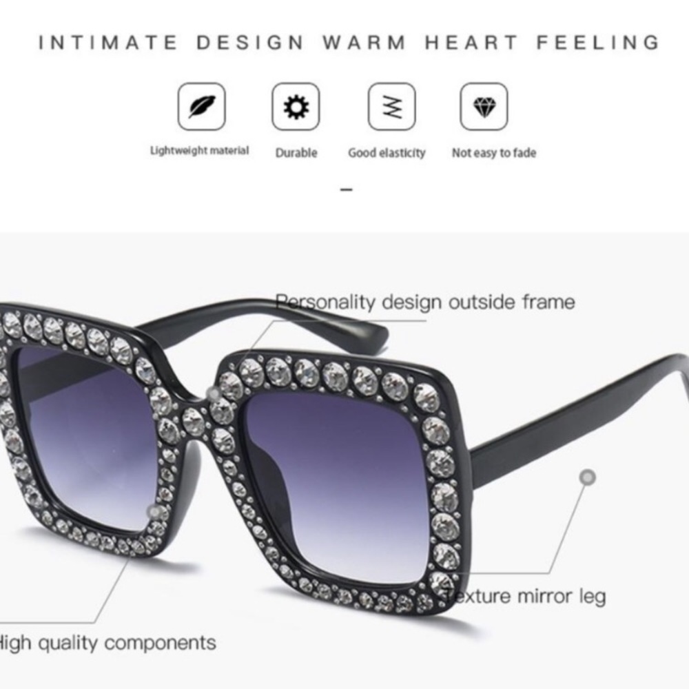 NEW Fashion Bling Oversized Sunglasses *NEW* - Picture 2 of 2